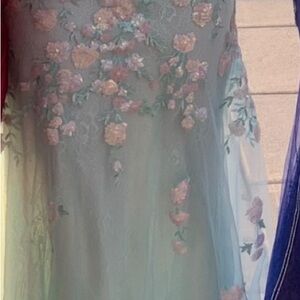Romantic Green and Pink Sleeveless Gown for Prom